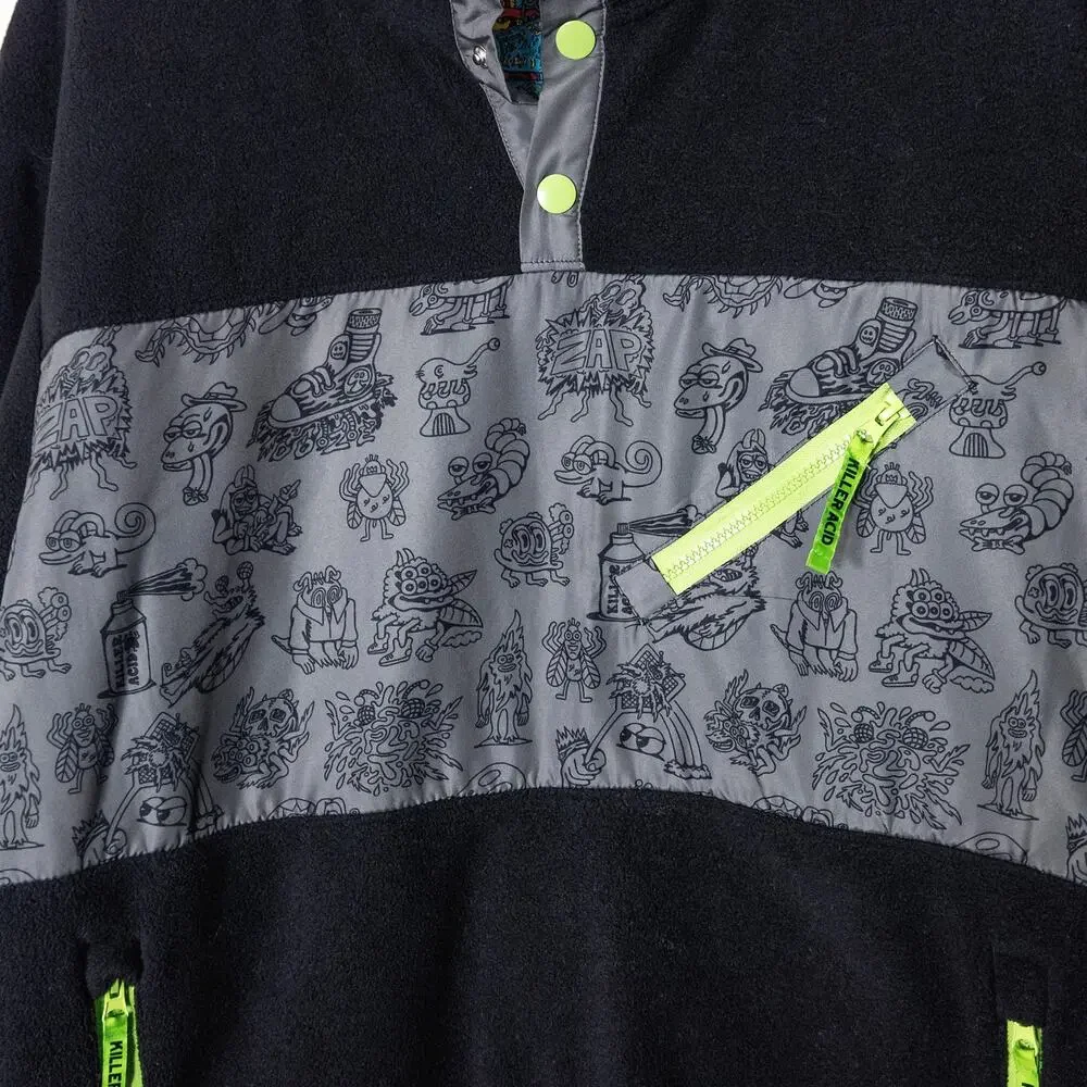 Killer Acid Buzz Off Fleece Jacket Size XL Black Graphic Streetwear - Picture 4 of 9
